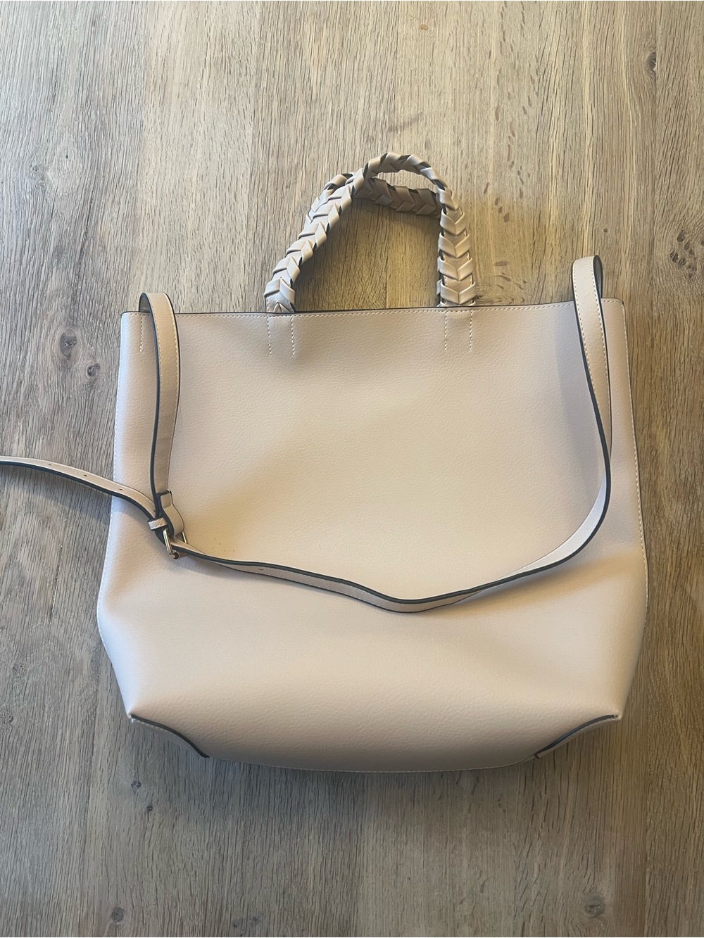 Jules Kae Blush Faux Leather Tote Bag Braided Handles Shoulder Bag